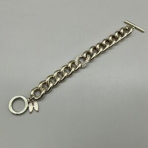 Victoria's Secret Bracelet Gold Tone Chain Rhinestone Angel Wing Charm Toggle